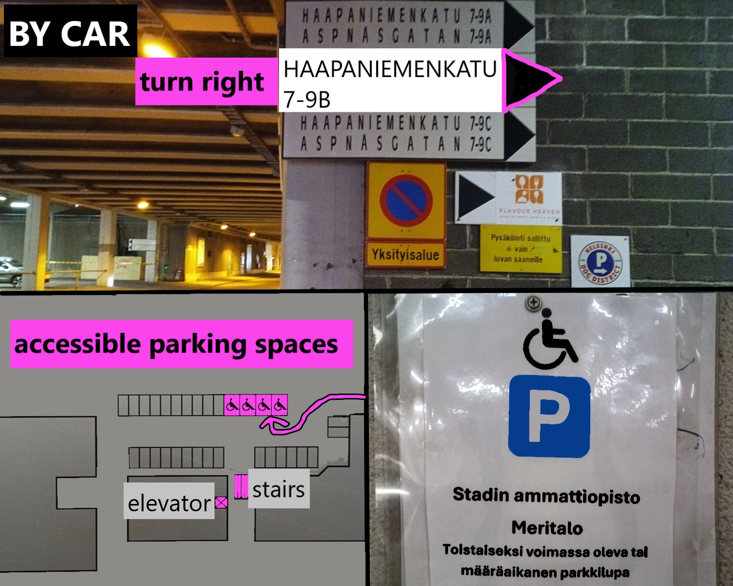 route to accessible parking spaces